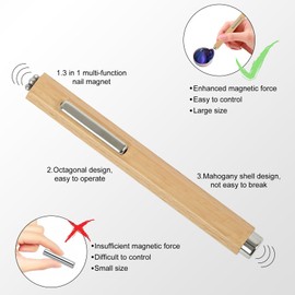 vnjaoi 3 In 1 Nail Magnet, Multifunctional Cat Eye Gel Nail Polish Magnet with Octagonal Mahogany Shell Protective Cover for Cat Eye Nail Art Design (Original Wood)