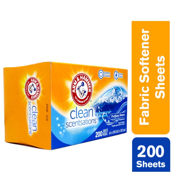 Arm & Hammer Fabric Softener Sheets, Purifying Waters, 200 ct
