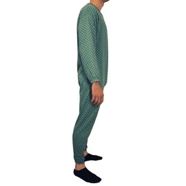 eMMe SQUARE - Long Sleeve Summer Health Pyjamas with Back Zip, Health Suit for Disabled and Degent Elderly, Lightweight Cotton, Made in Italy, Dark with Pattern-Men, S