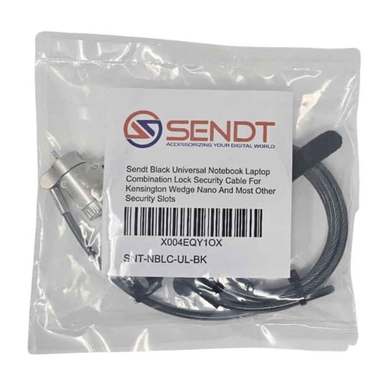 Sendt Black Universal Notebook Laptop Combination Lock Security Cable for