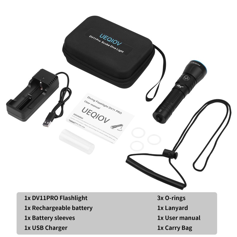 UEQIOV Dive Light Scuba Diving Flashlight Dive Torch Rechargeable,3500Lumens 6