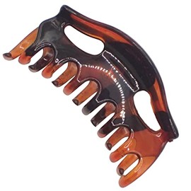 Topkids Accessories 9cm Black or Brown Tort Hair Claw Clip, Detailed Hair Claw for Women & Girls, Thick Hair Claw, Hair Clips Women Claw Clips, Medium Clamps & Claws for Thick Hair (Tort Curved Top)