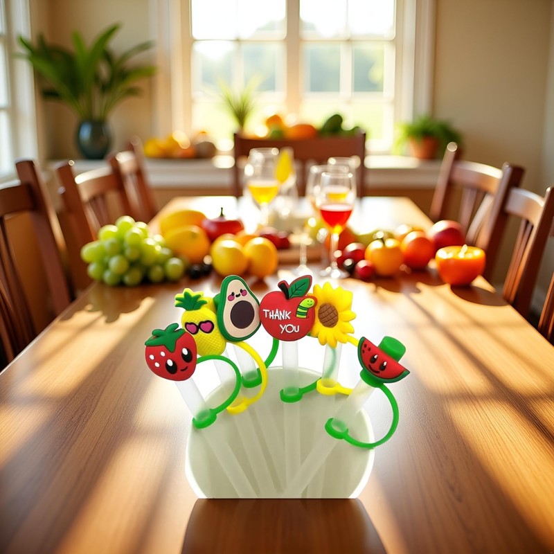 Reusable Silicone Sunflower Straw Plugs, Drinking Straw Covers and Dust