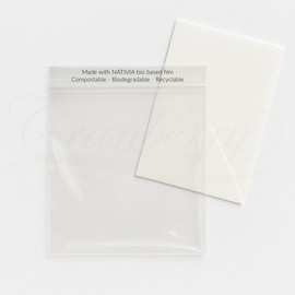 Cranberry 50 Pack Eco-Friendly Compostable Clear Bags for Greetings Cards – Fits 5x7 Envelopes – Self Seal Biodegradable – Recyclable – Self Seal - Cellophane Alternative Sleeves
