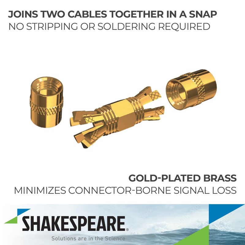 Shakespeare PL-258-CP-G Marine Center Pin Splice Connector , Gold