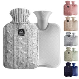 TSQIBU Hot Water Bottle, Yutanpo, 2.0L Capacity, Knit Cover, Large Capacity, For Fall & Winter, Cold Protection, Warm, Soft, Heating Equipment, Fatigue Relief, For Shoulder and Stomach (brown)