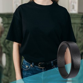 EXCEART Mens Leather Ratchet Belt Strap, Lychee Pattern Leather Belt Replacement Belt Without Buckle Women Men Waist Belt Strip