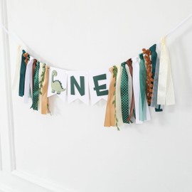 Bandera de dinosaurio para silla alta de primer cumpleaños, pancarta para silla alta para suministros de fiesta de cumpleaños, guirnalda de silla alta con temática de dinosaurio, decoración de fiesta