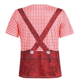 AGCOAH Beer Festival Outfit Oktoberfest T Shirt Men Munich Oktoberfest Bavarian Print T-Shirt Carnival Costume Cosplay (Red M)