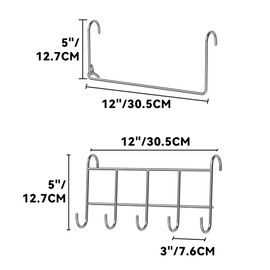 onlyfire Barbecue Cutlery Holder and Kitchen Roll Holder Set, Cutlery Holder with 5 Hooks, for Hanging Barbecue Utensils, BBQ Gas Grill Holder for Barbecue Accessories and Kitchen Utensils