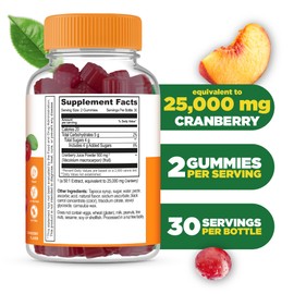 Lifeable Cranberry Gummies for Women | 25000 mg Equivalency | Great Tasting Cranberry Supplement | for Urinary Tract Health, Bladder & Kidney Support | Vegan and Non GMO Cranberries | 60 Count