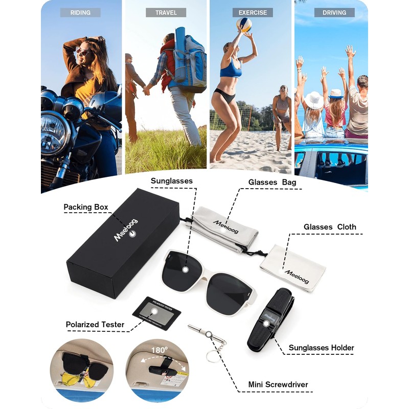 Meeloog Large Polarized Fit Over Glasses Sunglasses For Women Men,