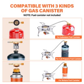 WADEO 3900W Windproof Camping Stove, Camping Gas Stove with Piezo Ignition, Backpacking Stove Portable Camping Stove with Two Fuel Canister Adapter for Outdoor Backpacking Hiking and Picnic