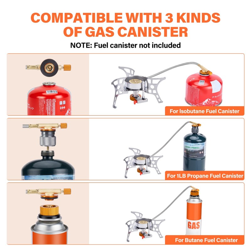 WADEO 3900W Windproof Camping Stove, Camping Gas Stove with Piezo