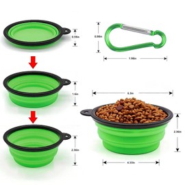 Collapsible Dog Bowl, Collapsible Water Bowl for Cats and Dogs, Portable Water Bowl with Carabiner (Medium, 650ml), Green