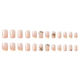 Caiguoer 24 Pieces Square Medium Length Crystal Press On False Nails for Women and Girls