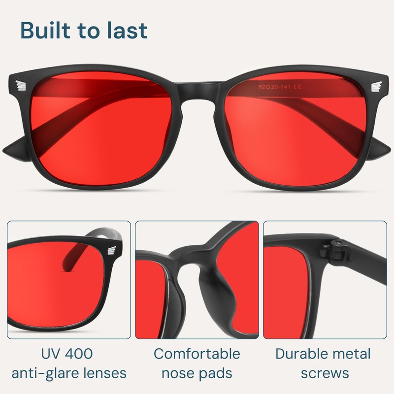 Gaoye Black with Red Lenses Blue Light Glasses for Computer