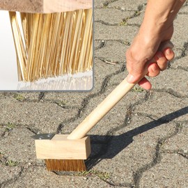 com-four® 2 x Weed Brush with Steel Bristles, Joint Brush with Wooden Handle, Weed and Moss Remover (Pack of 02 - Weed Brush)