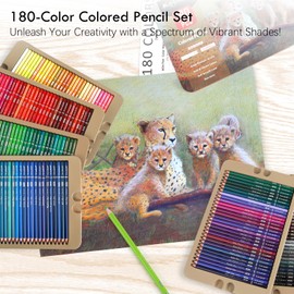 KALOUR PDAS 180 Colored Pencil Set for Adults & Artists, Rich Pigment Soft Core, 15 Metallic Pencils, 6 Neon Pencils, Ideal for Coloring Drawing Sketching Shading Blending, Vibrant Colors (Tin Case)