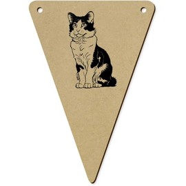 5 x 140mm 'American Curl Cat' Wooden Bunting Flags (BN00082362)