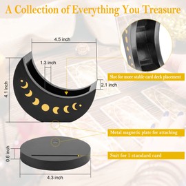 Ceiner Tarot Deck Display Box with Card Holder, Wood Moon Phase Stand Case for Crystal Stone Storage, Daily Oracle Card Organizer Altar Supply Meditation Accessories Witchy Decor