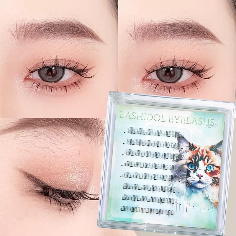 LASHIDOL KittenLash02 Lower False Eyelashes, Bunchy Eyelashes, Partial False Eyelashes,