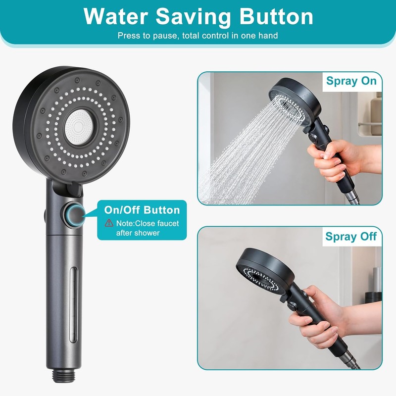 5-Mode High Pressure RV Handheld Shower Head with Filter
