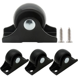 Cjueiom 4pcs 25mm / 1 Inch Caster Wheels Black Trolley Wheels, Rigid Fixed Non Swivel Casters with Metal Top Plate, Fixed Castor Wheels Small Furniture Replacement Wheels for Drawer Equipment