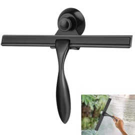 JIUS@FF Escobilla De Goma para Cristales,Raspador De Silicona con Soporte De Ventosa Sin Orificio Y Mango De Acero Inoxidable,Adecuado para Espejos,Ventanas Y Vidrios