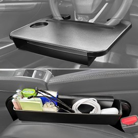 Qlhshop 2-in-1 Steering Wheel Desk - Steering Wheel Tray Table with Seat Gap Filler Organizer | Car Food Tray for Driver | Car Desk for Laptop & Eating - Work Road Trip Essentials Accessories
