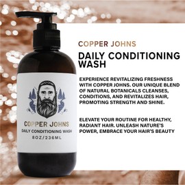 Copper Johns Daily Conditioning Wash | Natural Beard Cleanser | Nourishes Facial Hair & Skin | Ionic Inland Sea Minerals | Unscented-The Hunt | 8oz