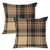 Fall Plaid Pillow Covers 18x18 Set of 2 Beige Black