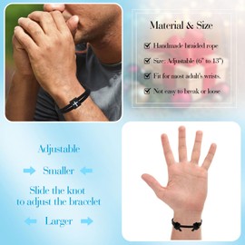 Braided Rope Cross Bracelets for Men Boys Easter Christmas Christian baptisms birthday Valentine gifts for Teens (black)