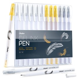 Ohuhu Gold Silver White Gel Pens: 12 Pack Extra Fine Point Gel Ink Pens Opaque Smooth for Highlight Black Paper Art Drawing Sketching Scrapbook Illustration Bullet Journal - Leahi