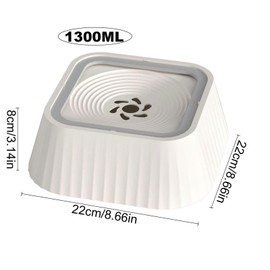 HJYDGJ 1.3 L Dog Water Bowl without Spill Water Bowl for Dogs Anti-Splash Water Dispenser Leak-Proof Dog Bowl Water Bowl Dog No Drooling Drip Free Drinking Water Bowl - White