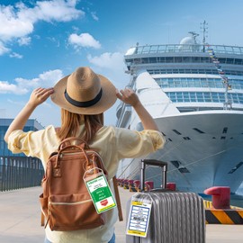 Premium Cruise Luggage Tag Holder for Carnival, NCL, Princess, MSC Cruise Ship Essentials Must Haves in 2025-2026 by GOSGOON1E, Clear Wide Plastic Cruise Travel Essentials Tags Waterproof (4 Pack)