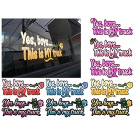 Yes Boys... This is My Truck - Choose from 9 Styles - car Truck 4x4 Window Body Tailgate Decal Bumper Sticker (Yellow w/Rose)
