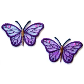 Wright's Butterfly Purple Iridescent 1 1/4" x 2" Iron On Applique Pair wp-12