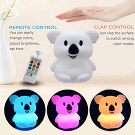 Glinrui Koala Night Light Kids, Bedside Lamp Lights, Decorative Lamps, Baby Nursery Lamp, Sleeping Light, Adjustable Brightness and Colour/Time Setting, Medium (Luminous Flux 30.8 Lumens)