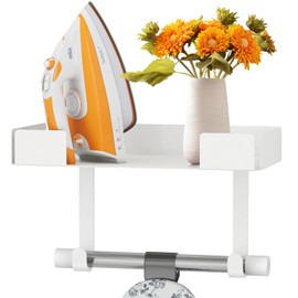 JUYSON Ironing Board Holder Wall Mount, Ironing Board Hanger Wall Mount Ironing Board Storage, Iron Board Wall Mount for Laundry Rooms, Iron and Ironing Board Set Holder Wall Mount(White)