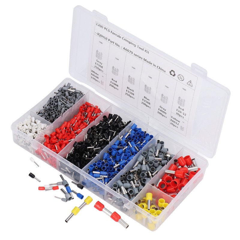 1800Pcs/Box Electrical Wire Connectors 8 Types Adjustable Wire Crimp Terminals