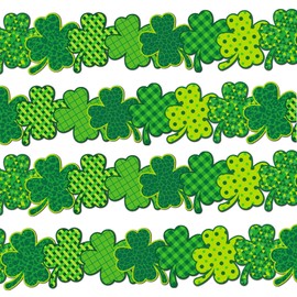 Cieovo 67.9 Ft St. Patricks Day Shamrock Bulletin Borders, Buffalo Plaid Shamrock Bulletin Trim Board Self-Adhesive Trim Border for Classroom Office St. Patrick Irish Holiday Party Wall Decoration