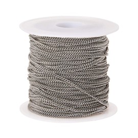 LiQunSweet 10m(32.8 Feet) Brass Curb Chains Twisted Link Chains Unwelded with Spool Oval Shape for Women Men Necklace Bracelet Earrings Tassel Making - 2x1mm