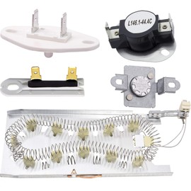 3387747 Dryer Heating Element, 3392519 279973 Thermal Fuse & Thermal Cut Off Kit, 8577274 Thermistor Kit Replacement by BlueStars - Exact Fit for Whirlpool & Kenmore Dryers