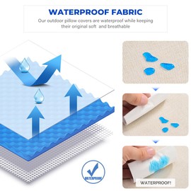 Cirzone Outdoor Pillow Covers 18x18 Set of 4 Morden Blue Geometric Patterns Waterproof Throw Outdoor Pillows Boho Decorations for Funiture Patio Garden Home