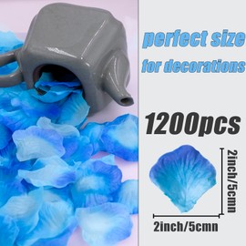 CO-RODE 1200pcs Wedding Decoration Silk Rose Petals, Artificial Flowers(Transitional Blue)