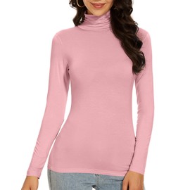 Pink Girls Turtleneck Women Thermal Shirts Long Sleeve Underscrubs Tops Warm Basic Layer Winter Fall (Pink S)