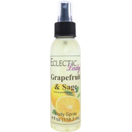 Grapefruit And Sage Body Spray (Double Strength), 4 ounces, Body Mist for Women with Clean, Light & Gentle Fragrance, Long Lasting Perfume with Comforting Scent for Men & Women, Cologne with Soft,