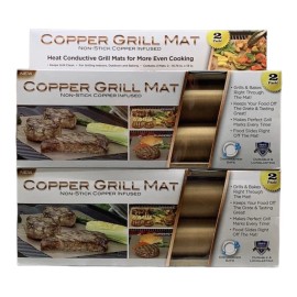 Idea Village (2) Pkgs Non-Stick Copper Grill and Bake Mat 2 Packs - Total of 4 Mats