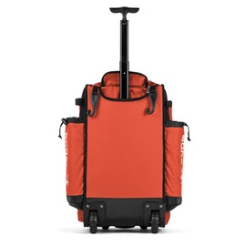 Boombah Rolling Catcher's Superpack Baseball/Softball Gear Bag - 23-1/2" x 13-1/2" x 9-1/2" - Black/Orange - Telescopic Handle - Holds 4 Bats - Wheeled Version